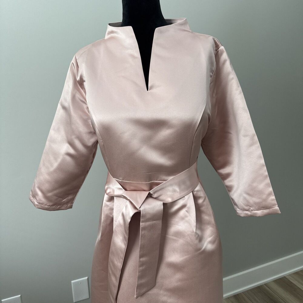 NWT Women's Midi sz 16/18 Dress Wedding Formal Party Stand Collar Satin MSRP$85 - Picture 1 of 14